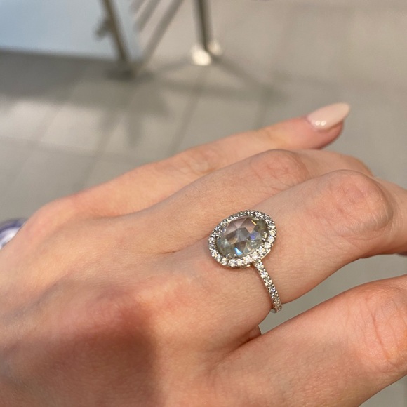 Stunning Rose Cut Oval Moissanite Engagement Ring - Picture 9 of 10